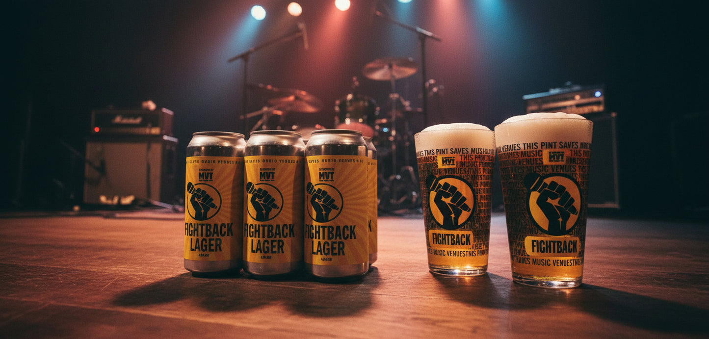 Fightback Lager - 440ml Can 6 pack & 2 Glasses 4% ABV