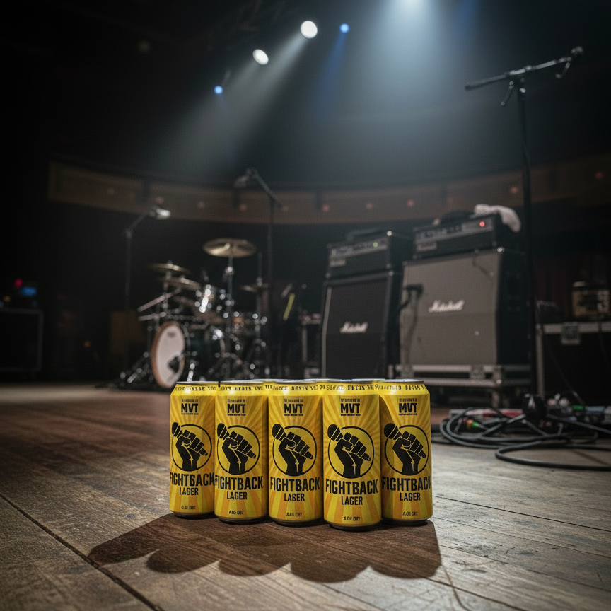 Fightback Lager - 440ml Can 10 Pack & 2 Branded Glasses 4% ABV