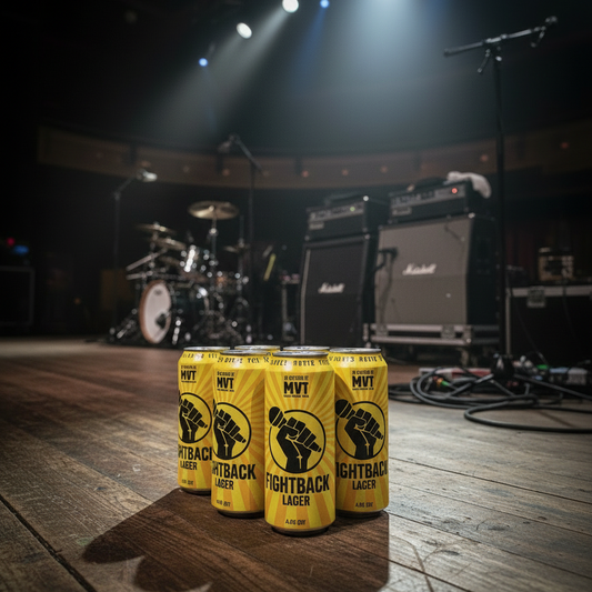 Fightback Lager - 440ml Can 6 Pack & 2 Branded Glasses 4% ABV